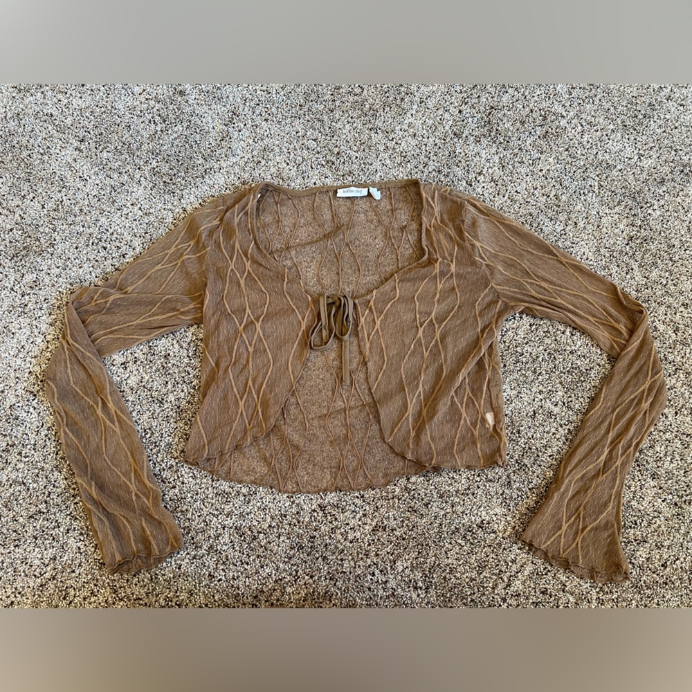 Willow and Root Brown Sheer Long Sleeve Top